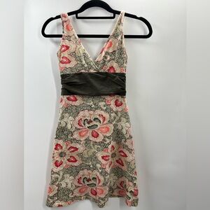 Patagonia Beige, Pink and Green multi floral Summer Dress Cotton Spandex XS
